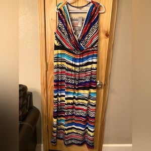NWT - NY Collection colorful stretch faux wrap maxi dress